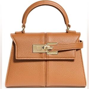JW Pei Elise Leather Top-Handle Satchel in Brown with Gold Hardware